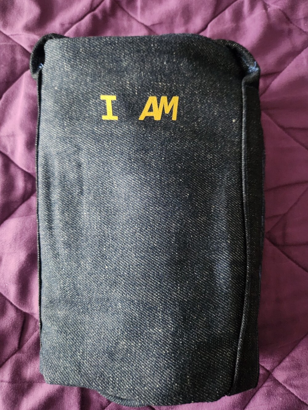 Classic Navy Denim Tote Bag with Side Pockets
